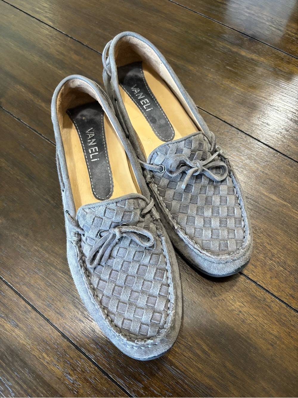 VANELi Gray Woven Suede Driving Moccasin Loafers Narrow 7.5A
